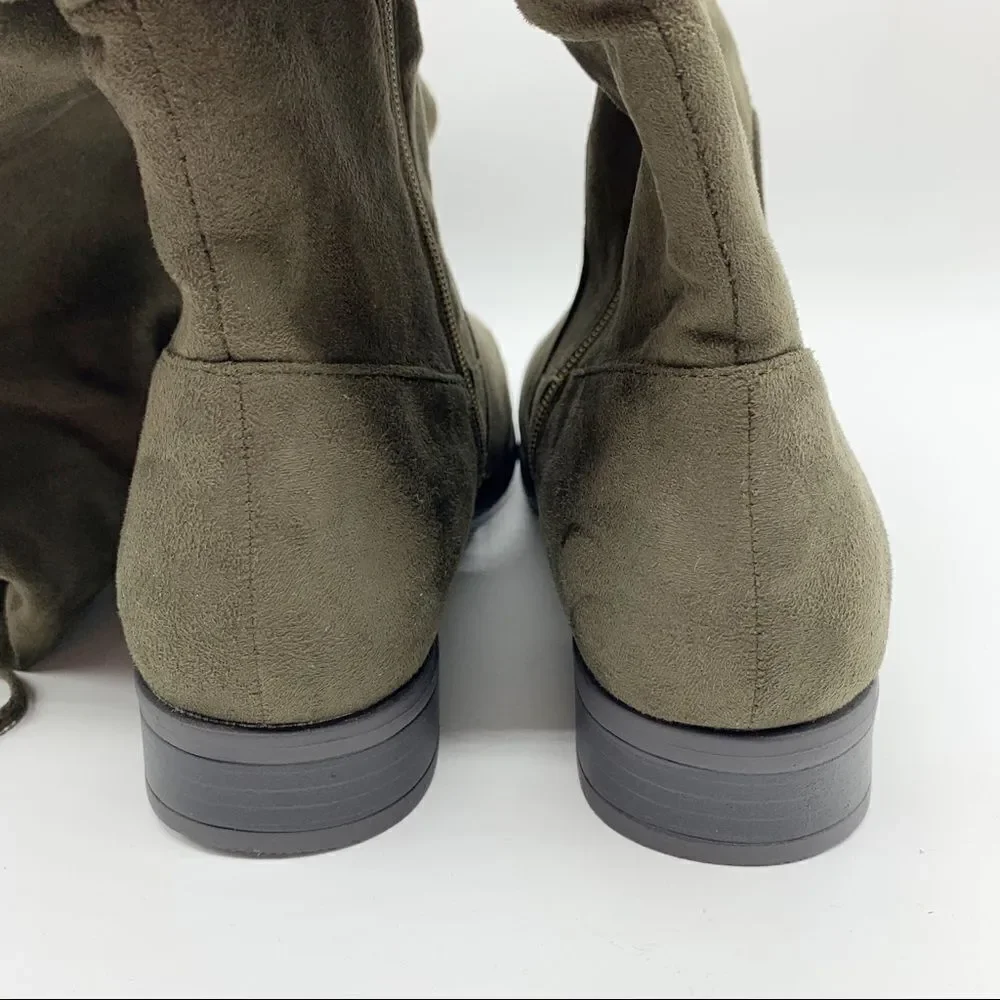 Charlotte Russe Wide Over‎ the Knee Olive Faux Suede Boots 10W